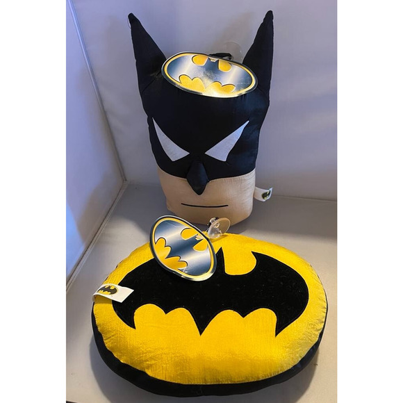 Batman Logo & Batman Plush 1997 Claw Machine Prize Window Cling DC Vintage Tags - Picture 1 of 1
